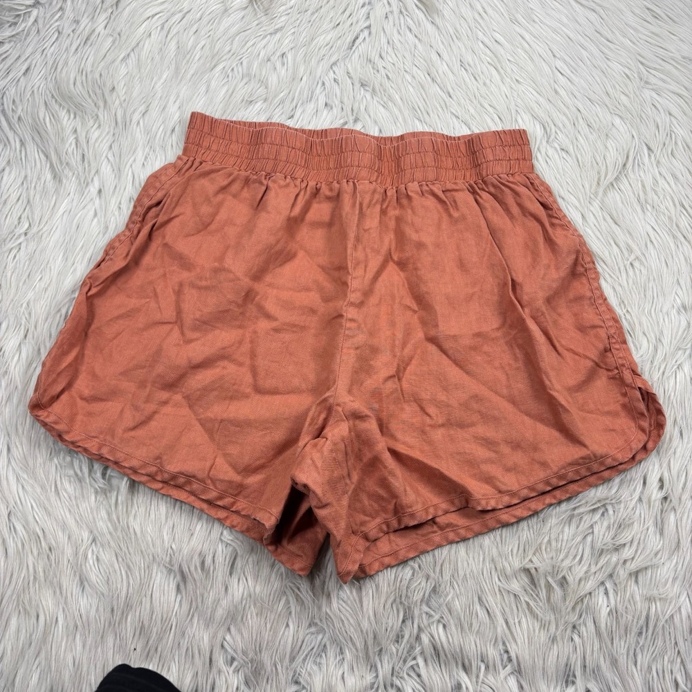 Wear by I Love Linen Women's M L Orange Flax Linen Relaxed Shorts Pull On